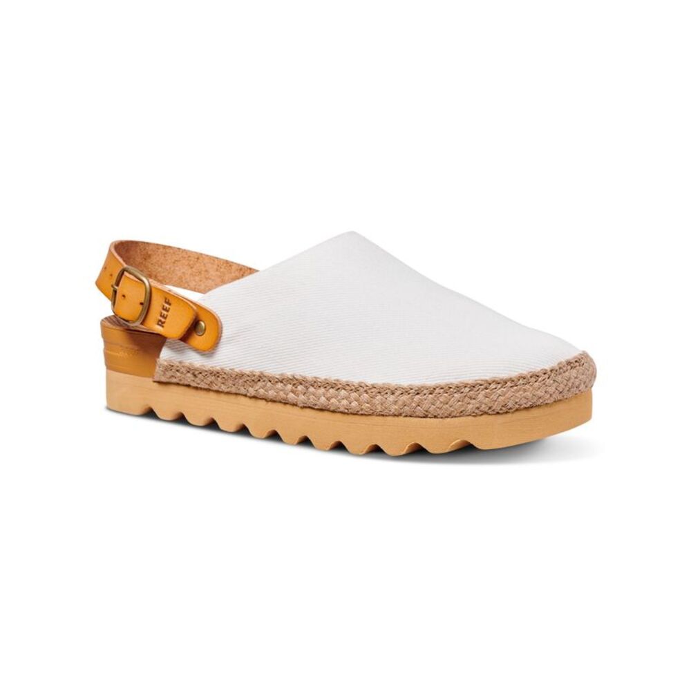 REEF Womens White Espadrille Plaiting Cushion Platform Slingback Sandal 10 M